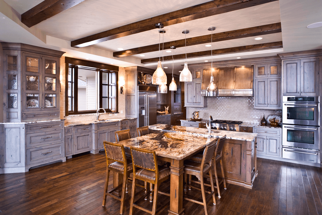 Grey Custom Cabinets with newly renovated kitchen