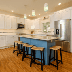 blue custom dimensions bar stools from left