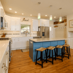 blue custom dimensions bar stools from right