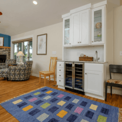 Specialty cabinets on wall for child storage